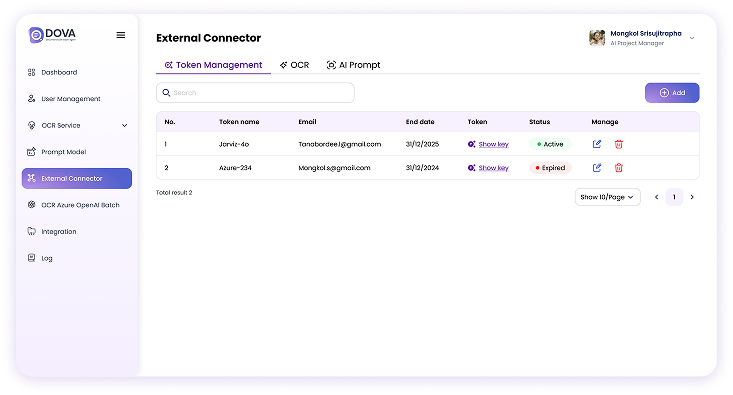 External Connector - Token Management